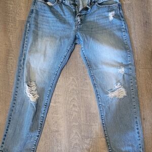 Nature Light Wash Distressed Straight Jeans – Size 28 (W9) – 100% Cotton